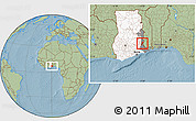 Savanna Style Location Map of Gbi, highlighted country, highlighted parent region, hill shading
