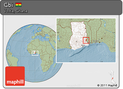 Savanna Style Location Map of Gbi, highlighted country, hill shading