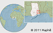 Savanna Style Location Map of Gbi, highlighted country, hill shading