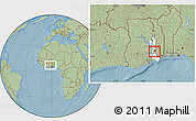 Savanna Style Location Map of Gbi, highlighted parent region, within the entire country, hill shading