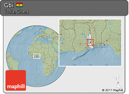 Savanna Style Location Map of Gbi, highlighted parent region, hill shading