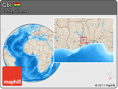 Shaded Relief Location Map of Gbi