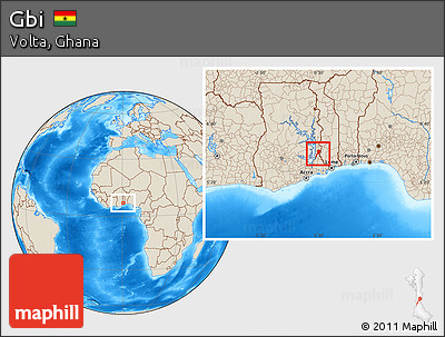 Shaded Relief Location Map of Gbi
