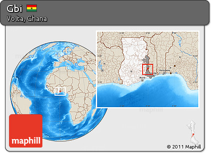 Shaded Relief Location Map of Gbi, highlighted country, highlighted parent region