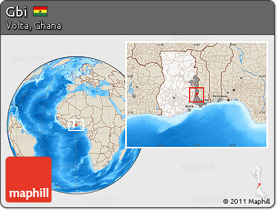 Shaded Relief Location Map of Gbi, highlighted country, highlighted parent region