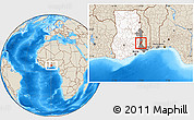 Shaded Relief Location Map of Gbi, highlighted country, highlighted parent region