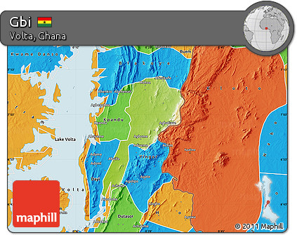 Physical Map of Gbi, political outside