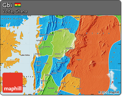 Physical Map of Gbi, political outside
