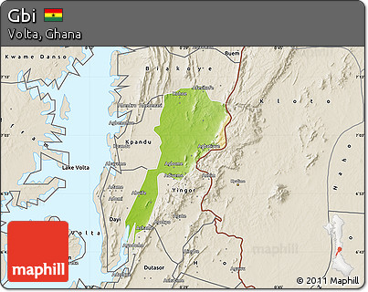 Physical Map of Gbi, shaded relief outside