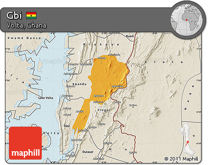 Political Map of Gbi, shaded relief outside
