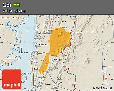 Political Map of Gbi, shaded relief outside