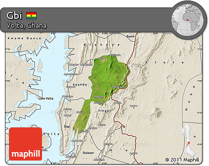 Satellite Map of Gbi, shaded relief outside