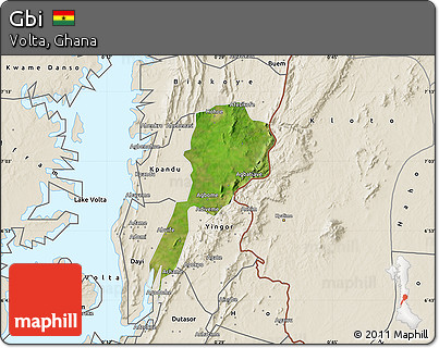 Satellite Map of Gbi, shaded relief outside