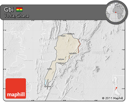 Shaded Relief Map of Gbi, lighten, desaturated