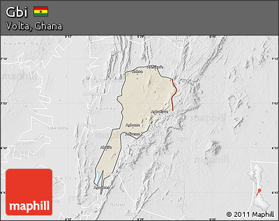 Shaded Relief Map of Gbi, lighten, desaturated