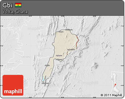 Shaded Relief Map of Gbi, lighten, desaturated