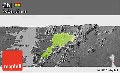 Physical Panoramic Map of Gbi, darken, desaturated