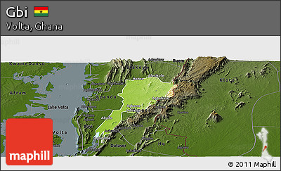 Physical Panoramic Map of Gbi, darken