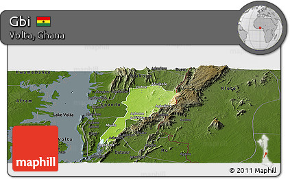 Physical Panoramic Map of Gbi, darken