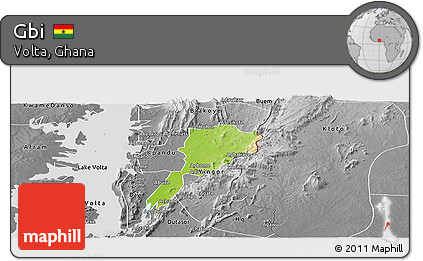 Physical Panoramic Map of Gbi, desaturated