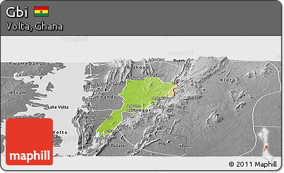 Physical Panoramic Map of Gbi, desaturated