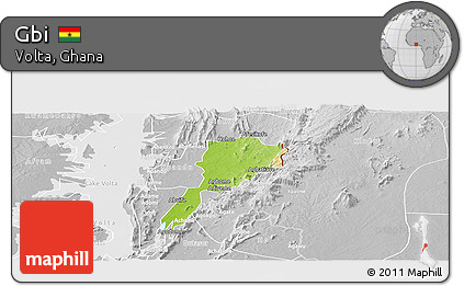 Physical Panoramic Map of Gbi, lighten, desaturated
