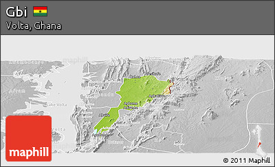 Physical Panoramic Map of Gbi, lighten, desaturated