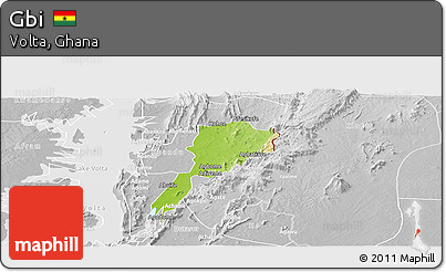 Physical Panoramic Map of Gbi, lighten, desaturated