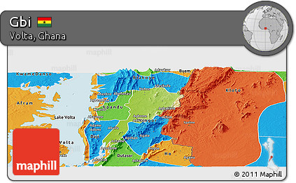 Physical Panoramic Map of Gbi, political outside