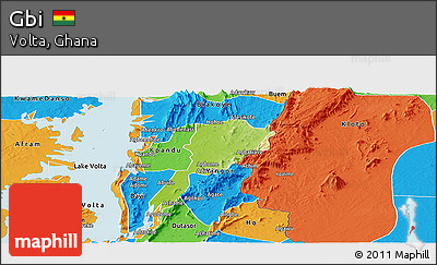 Physical Panoramic Map of Gbi, political outside