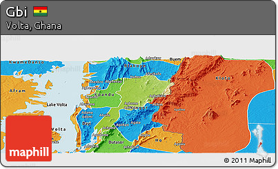 Physical Panoramic Map of Gbi, political outside