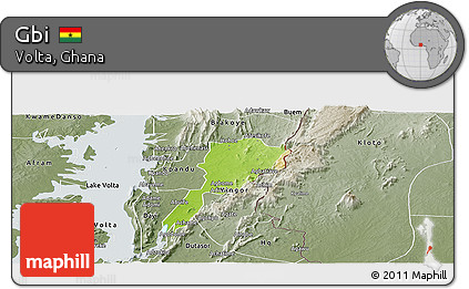 Physical Panoramic Map of Gbi, semi-desaturated