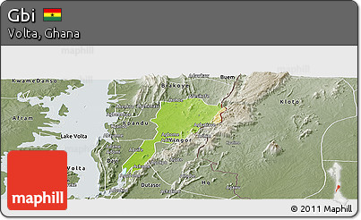 Physical Panoramic Map of Gbi, semi-desaturated