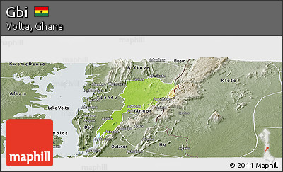 Physical Panoramic Map of Gbi, semi-desaturated
