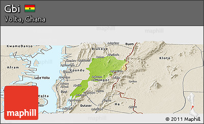 Physical Panoramic Map of Gbi, shaded relief outside