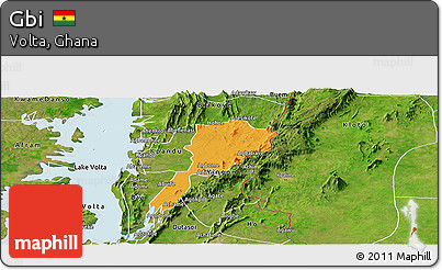 Political Panoramic Map of Gbi, satellite outside