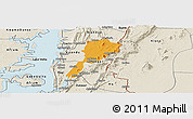 Political Panoramic Map of Gbi, shaded relief outside