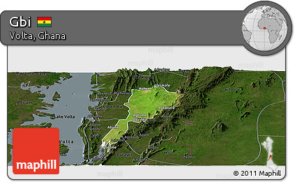 Satellite Panoramic Map of Gbi, darken