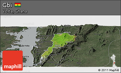Satellite Panoramic Map of Gbi, darken, semi-desaturated
