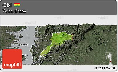 Satellite Panoramic Map of Gbi, darken, semi-desaturated