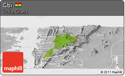 Satellite Panoramic Map of Gbi, lighten, desaturated