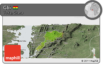 Satellite Panoramic Map of Gbi, semi-desaturated