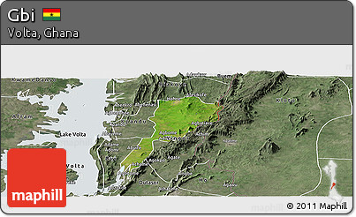 Satellite Panoramic Map of Gbi, semi-desaturated