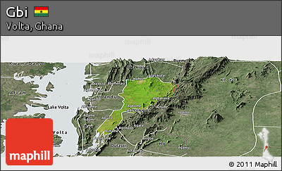 Satellite Panoramic Map of Gbi, semi-desaturated