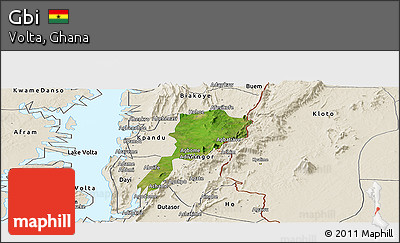Satellite Panoramic Map of Gbi, shaded relief outside