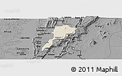Shaded Relief Panoramic Map of Gbi, darken, desaturated