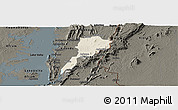 Shaded Relief Panoramic Map of Gbi, darken