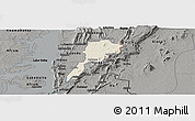 Shaded Relief Panoramic Map of Gbi, darken, semi-desaturated