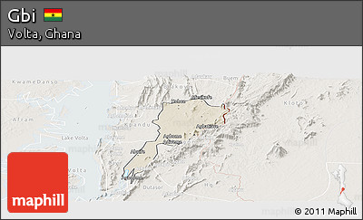 Shaded Relief Panoramic Map of Gbi, lighten