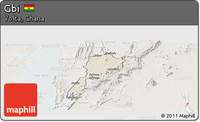 Shaded Relief Panoramic Map of Gbi, lighten